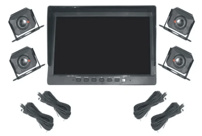 [kitcamionx410p] Kit Dvr 12v Con Pantalla 10 PULGADAS Con 4 Camaras FHD IR Camion O Bus 1X15M 3X5M,Max 128gb
