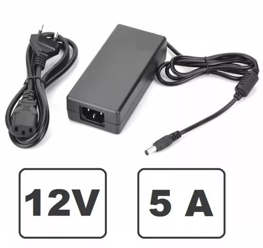 [FUENTE 12V5A] Fuente de Alimentación 12V 5A Plástica Todo en Uno con Cable